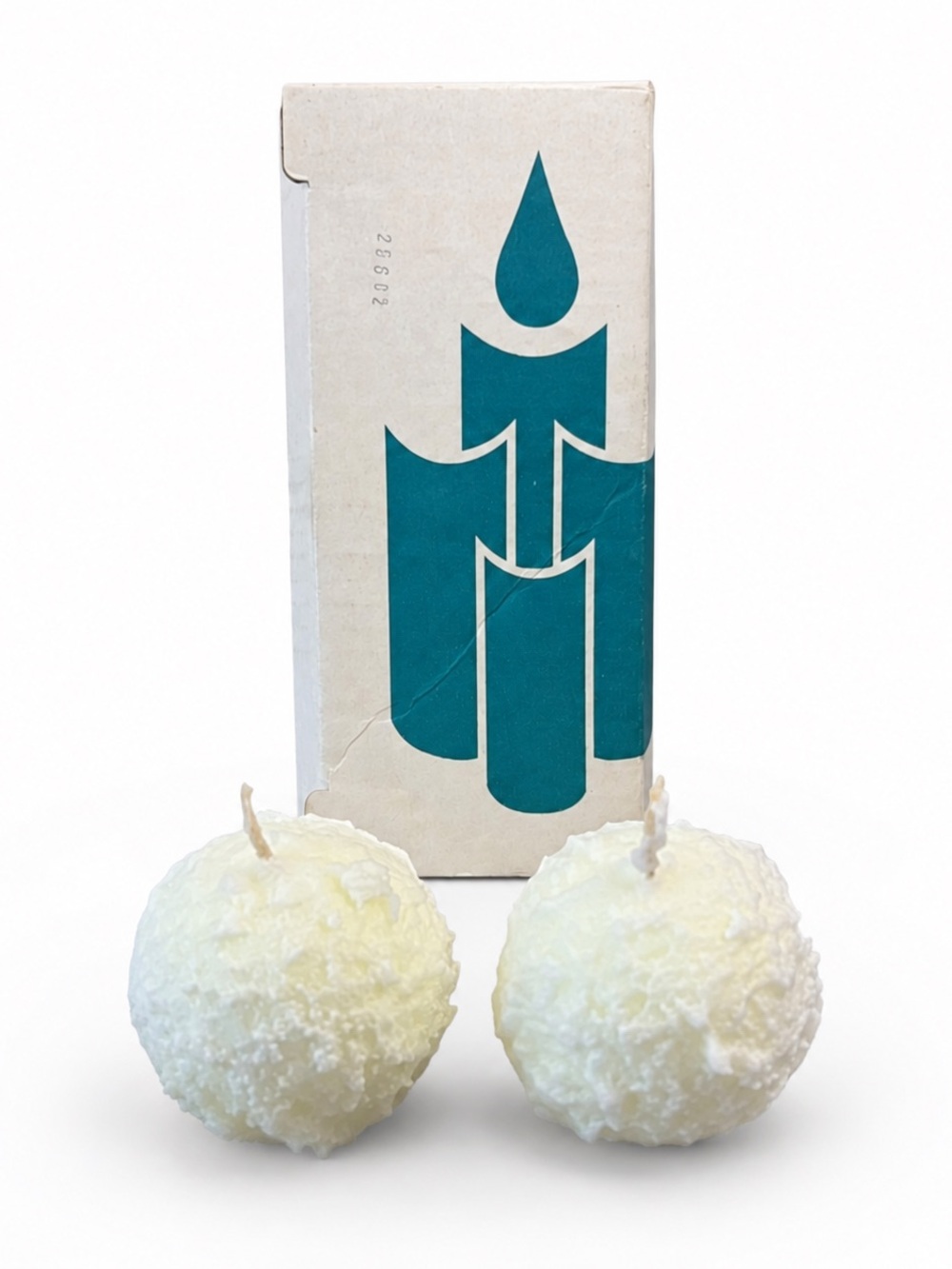 NIB Party Lite Snowball Candles 3.5” White Textured Ball Candles 1 Set Christmas